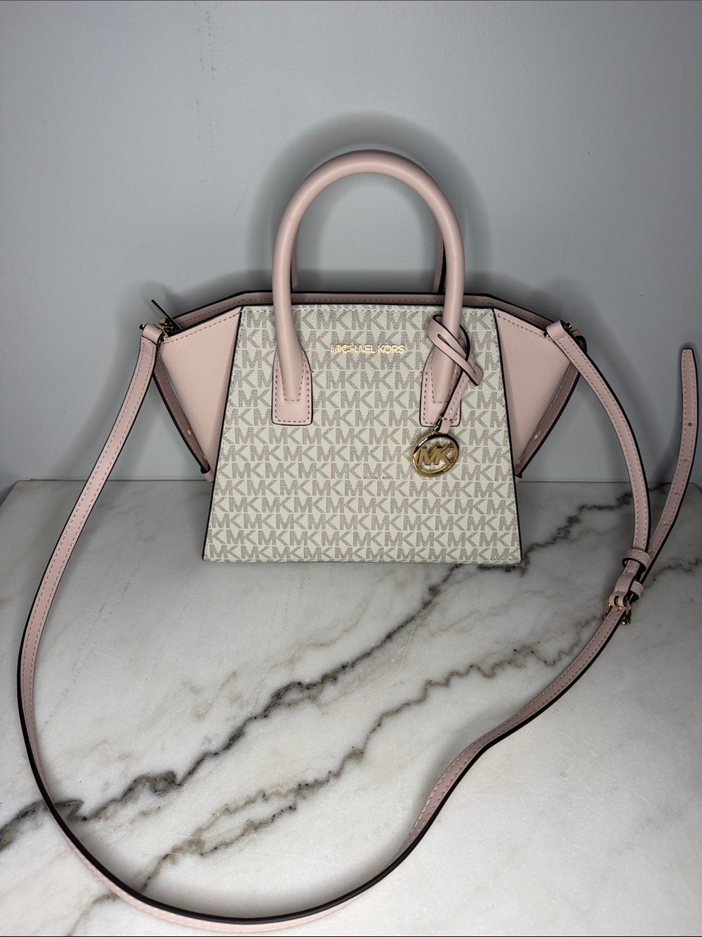Micheal Kors Blush Powder Top Zip Satchel Crossbody Bag